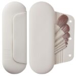Gray silicone travel makeup brush holder organizer